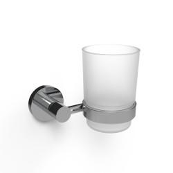 Fitzroy of London Style Tumbler and Holder - 135 x 125 x 85mm - Polished Chrome