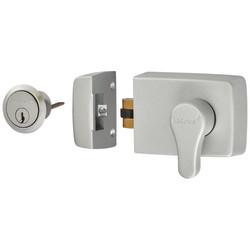 Arrone AR850 Roller Bolt Deadlocking Nightlatch - 60mm Backset - Silver Case/Satin Chrome Cylinder