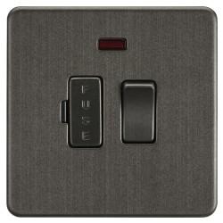 Knightsbridge 13A 1 Gang Screwless Flat Plate Switched Fused Spur with Neon - Smoked Bronze