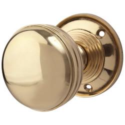 Altro Polished Brass Ringed Mortice Door Knob - 65mm Rose Diameter