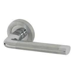 Altro Polished/Satin Chrome Door Handles on Round Rose - Belmonte Range
