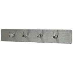 Hampstead Hook on Plate - 440 x 75mm - 4 Hooks - Satin Stainless Steel