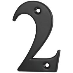 79mm Screw Fix Door Numeral - 2 - Black