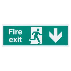Altro Fire Exit Running Man Down Arrow Sign - 450 x 150mm - Rigid Plastic