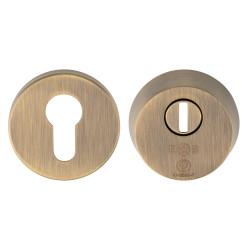 Eurospec 2 Star Security Escutcheon - 54mm Diameter - Euro - Antique Brass