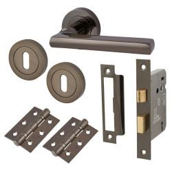 Touchpoint Black Nickel 3 Lever Sashlock Door Handles on Rose Pack - Sophia Range