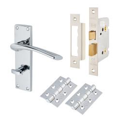 Touchpoint Polished Chrome Bathroom Lock Door Handles Pack - Rimini Range