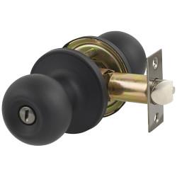 Touchpoint Matt Black Bala Hotel Bathroom Mortice Door Knobset - 65mm Rose Diameter