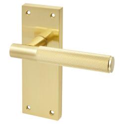 Altro Satin Brass Knurled Latch Door Handles - Remi Range - 155 x 55mm