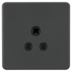 Knightsbridge 5A Screwless Flat Plate Unswitched Round Pin Socket - Anthracite with Black Insert