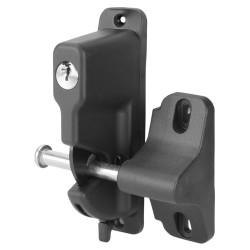 Single Sided Lockable Gravity Safety Catch - Locked Open & Closed - Black