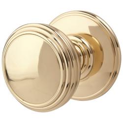 Carlisle Brass Polished Brass Rimmed Mortice Door Knob - 70mm Rose Diameter - Delamain Range