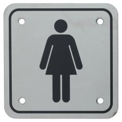 Altro Ladies Square Toilet Door Sign - 95 x 95mm - Satin Stainless Steel