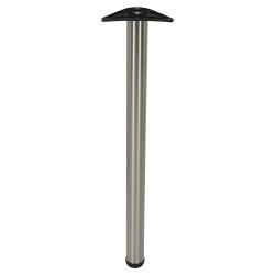 Rothley Round Adjustable Worktop Support Breakfast Bar Table Leg - 60 x 870-895mm - Brushed Stainless