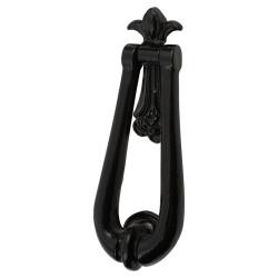 Elan Fleur de Lys Door Knocker - Metalized Antique Black Iron - 190 x 65mm