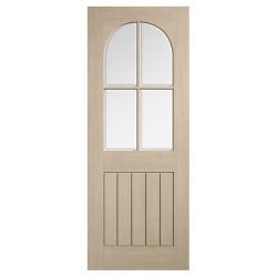LPD Mexicano Arched 4 Light Clear Bevelled Glazed Pre-Finished Solid Internal Door - 1981 x 838mm - Blonde Oak
