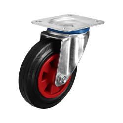 Coldene Heavy Duty Industrial Castor - Swivel - 205kg Max Weight - 200mm Diameter - Black/Red