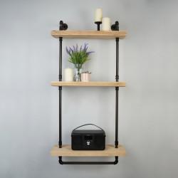 Altro 3/4" 3 Tier Drill Through Pipe Shelf Kit with Hanging Rail - Black