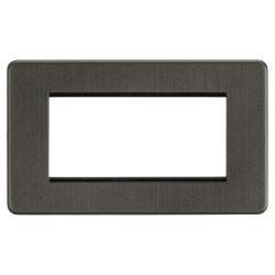 Knightsbridge 2 Gang 4 Module Euro Screwless Faceplate - Smoked Bronze