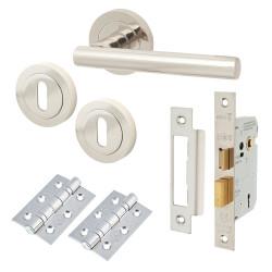Touchpoint Polished Nickel 3 Lever Sashlock Door Handles on Rose Pack - Ella Range