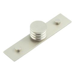 Hoxton by Frelan Sturt Grooved Round Cabinet Knob on Plain Backplate - 30mm Diameter - Satin Nickel