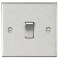 Knightsbridge 20A 1 Gang Square Edge Double Pole Appliance Switch - Brushed Chrome