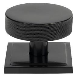 From The Anvil Brompton Black Round Knurled Centre Door Knob on Square Rose - 90 x 90mm Rose