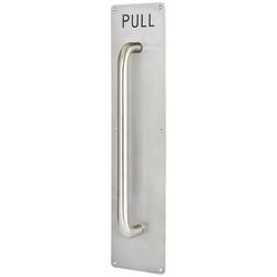 Altro Satin Stainless Steel 19mm D-Bar Door Pull Handle on Plate - PULL - Screw Fix - 625 x 125mm