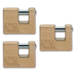 Burg Wachter Quadra Shutter Lock - 70mm Body - 22 x 16.5mm Shackle - Keyed Alike - Pack of 3
