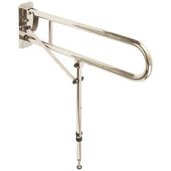 Fitzroy of London Hinged Support Grab Rail With Leg - 800 x 200mm - Polished Stainless Steel