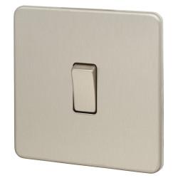 Knightsbridge 20A 1 Gang DP Screwless Flat Plate Appliance Switch - Brushed Chrome