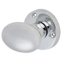 Touchpoint Polished Chrome Victorian Oval Mortice Door Knob - 61mm Rose Diameter