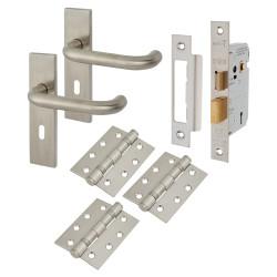 Touchpoint Satin Stainless Steel 19mm Return to Door 3 Lever Sashlock Door Handles Pack