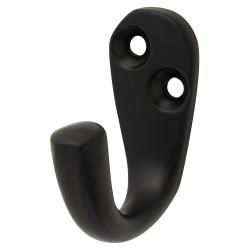 Hampstead Solid Brass Single Coat Hook - 43 x 17mm - Matt Black