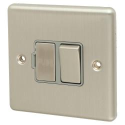 Eurolite Enhance Decorative 13A 1 Gang DP Switched Fused Spur - Satin Steel with Grey Inserts