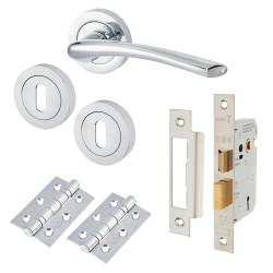 Touchpoint Polished Chrome 3 Lever Sashlock Door Handles on Rose Pack - Rimini Range