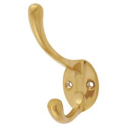 Alexander & Wilks Victorian Single Hat & Coat Hook - 80 x 35mm - Polished Unlacquered Brass