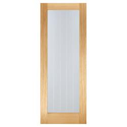 LPD Mexicano Pattern 10 Clear Glazed & Frosted Lines Pre-Finished Internal Door - 1981 x 762mm - Oak