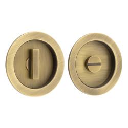 Burlington by Frelan Round Flush Privacy Handle Set - 75mm Diameter - Antique Brass