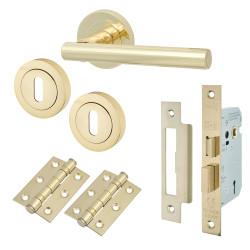 Touchpoint Polished Brass 3 Lever Sashlock Door Handles on Rose Pack - Ella Range