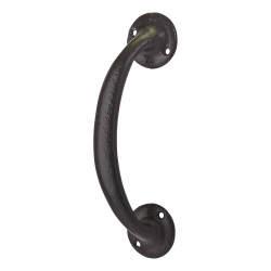 Victorian Antique Black Iron Bow Door Pull Handle - Screw Fix - 190 x 33mm