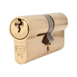 Eurospec 5 Pin 70mm Euro Double Cylinder - 35 + 35mm - Polished Brass - Keyed to Differ