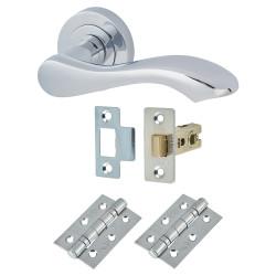 Touchpoint Polished Chrome Scroll Latch Door Handles on Rose Pack - Scarlett Range