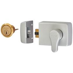 Arrone AR850 Roller Bolt Deadlocking Nightlatch - 60mm Backset - Silver Case/Polished Brass Cylinder