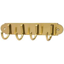 Heritage Brass by M Marcus Solid Brass Coat Rack - 223 x 64 x 40mm - 4 Hooks - Polished Brass