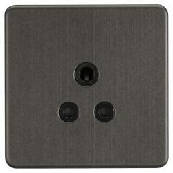 Knightsbridge 5A Screwless Flat Plate Unswitched Round Pin Socket - Smoked Bronze with Black Insert
