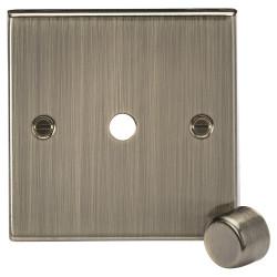 Knightsbridge 1 Gang Square Edge Dimmer Plate with Metal Dimmer Cap - Antique Brass