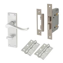 Touchpoint Satin Chrome Budget Scroll Bathroom Lock Door Handles Pack - Mia Range