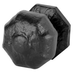 Olde Forge Antique Black Iron Octagonal Centre Door Knob - 66mm Rose Diameter