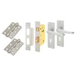 Touchpoint Satin Chrome Victorian Straight 3 Lever Sashlock Door Handles Pack